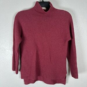 Benedetta B Sweater Size Medium Merino Wool Cashmere Blend Red Mock Neck Ribbed